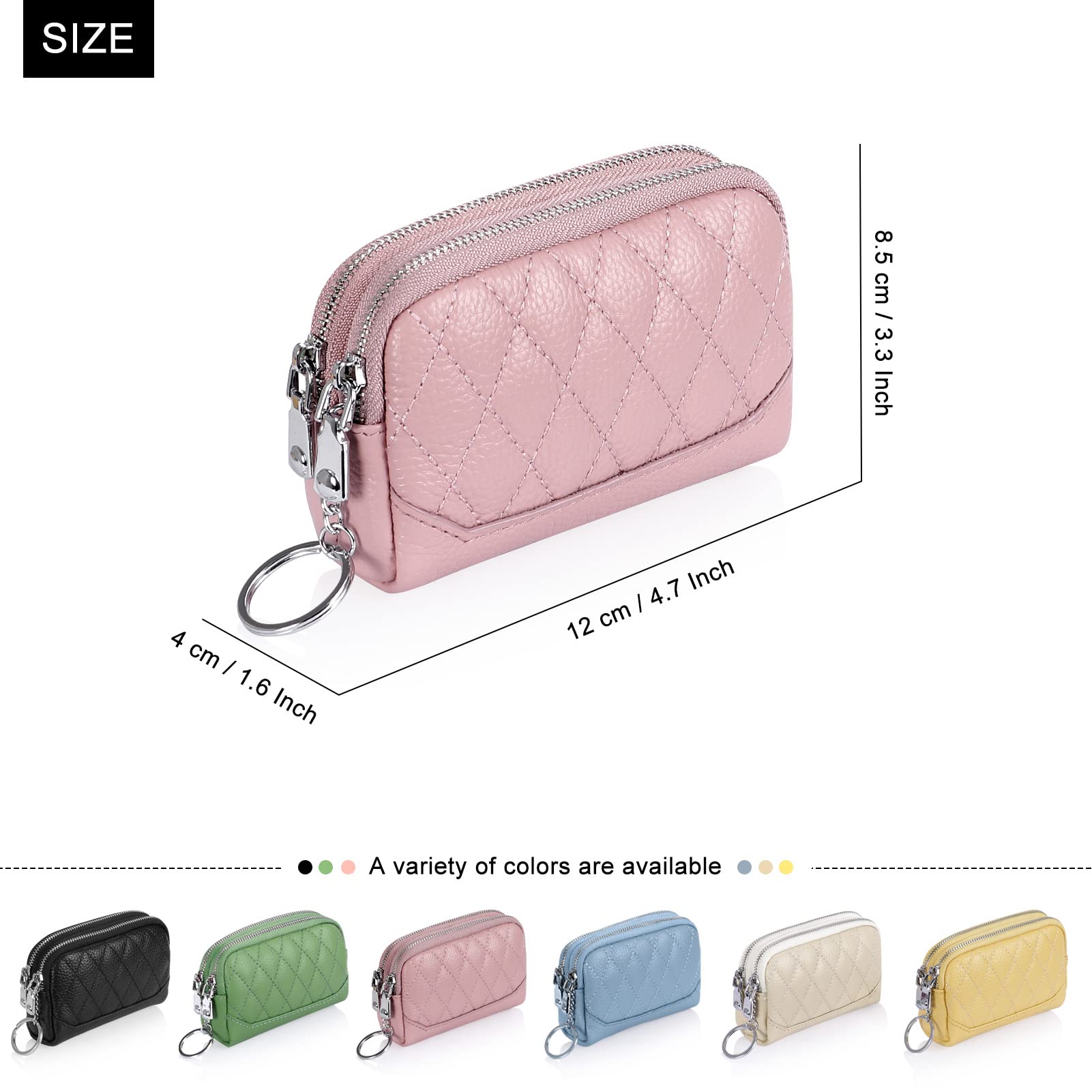 Genuine Leather Small Coin Purse Wallet for Women - Compact Change Holder with Keychain Ring - Perfect for Keys, Coins & Cards (Daily Use, Travel, Gift Idea)
