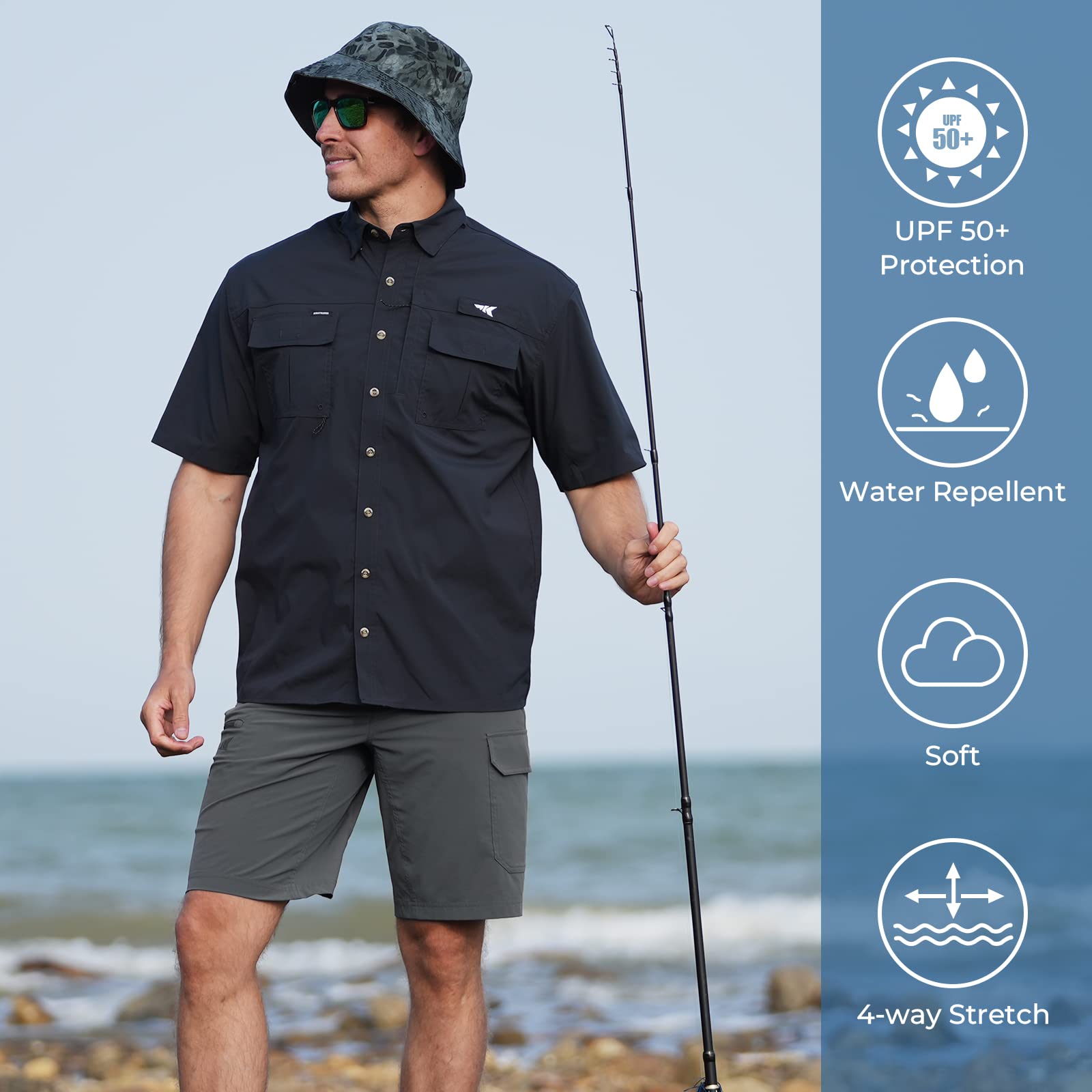 KastKing Men's Quick Dry Fishing & Hiking Shorts with UPF 50+ Sun Protection, 7 Pockets, 10.5