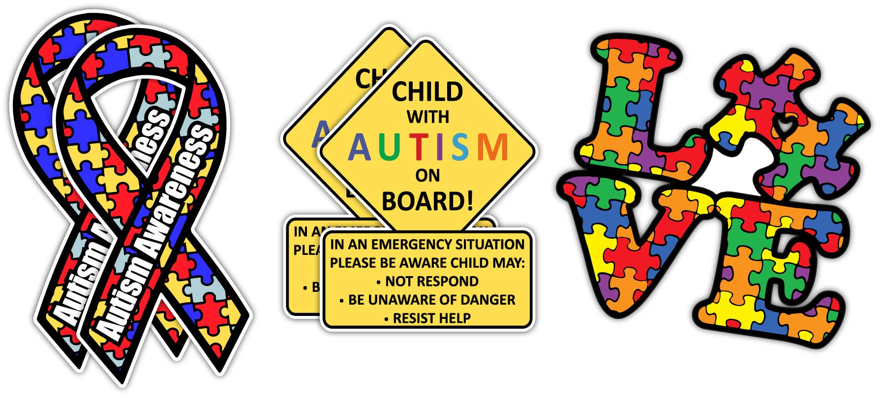 Autism Awareness Car Decal - 'Child with Autism On Board' Sticker for Vehicles, Laptops & Windows | Multiple Designs to Alert First Responders | Perfect for Autism Parents, Teachers & Supporters