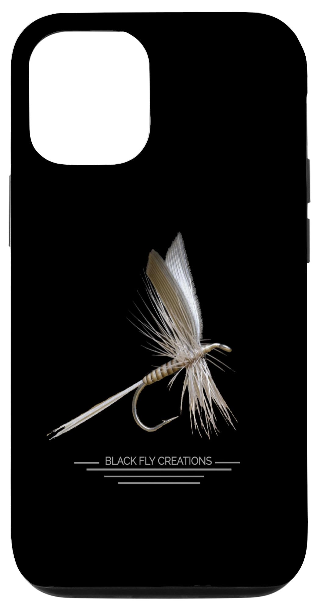 Premium iPhone 12/12 Pro Fly Fishing Phone Case - Waterproof & Durable Cover with Black Fly Dry Flies PMD Mayfly Design - Perfect for Outdoor Fishing, Hiking & Adventure Activities