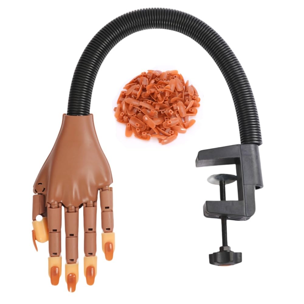 Professional Acrylic Nail Practice Hand - Flexible Mannequin Hand with 100 Nail Tips for Nail Art Training, Perfect for Beginners & Salon Practice - Ideal for Home, Beauty School & Professional Nail Technicians