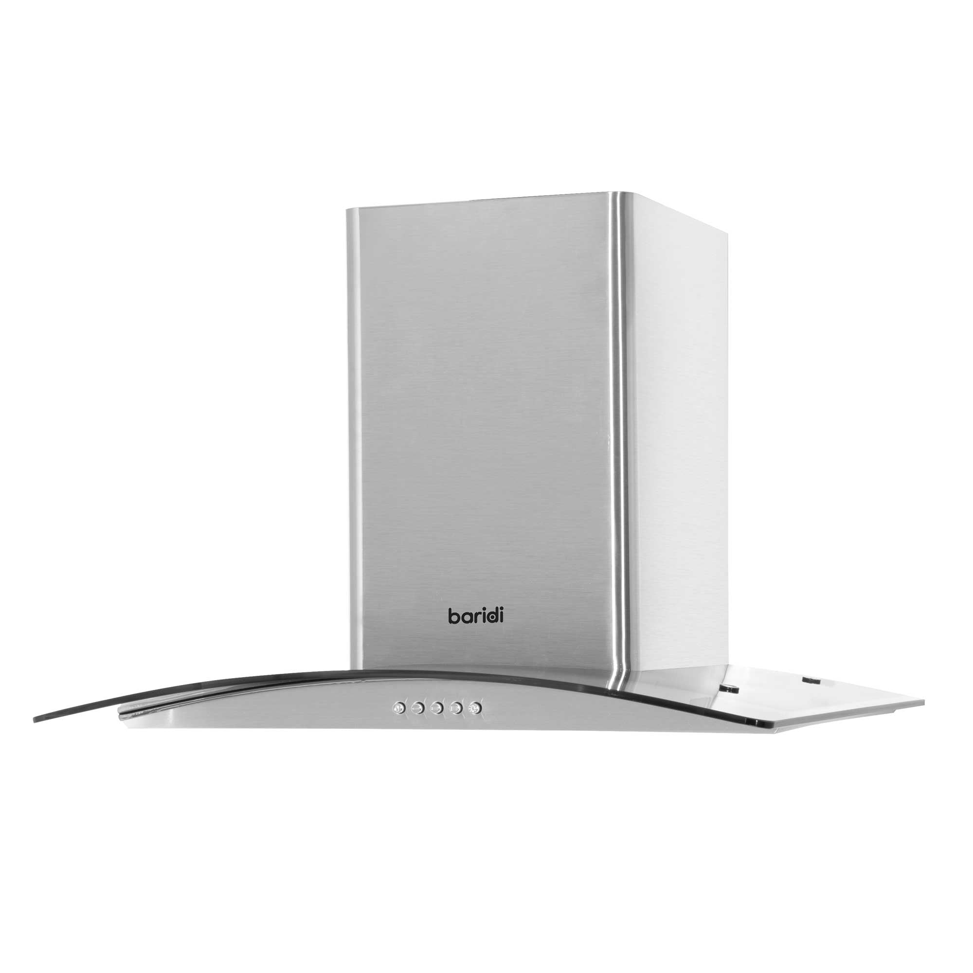 Baridi 60cm Curved Glass Range Hood with Carbon Filters, LED Lights & Splashback - Stainless Steel Kitchen Exhaust Hood for Home Cooking - DH208 | Perfect for Modern Kitchens & Smoke-Free Cooking