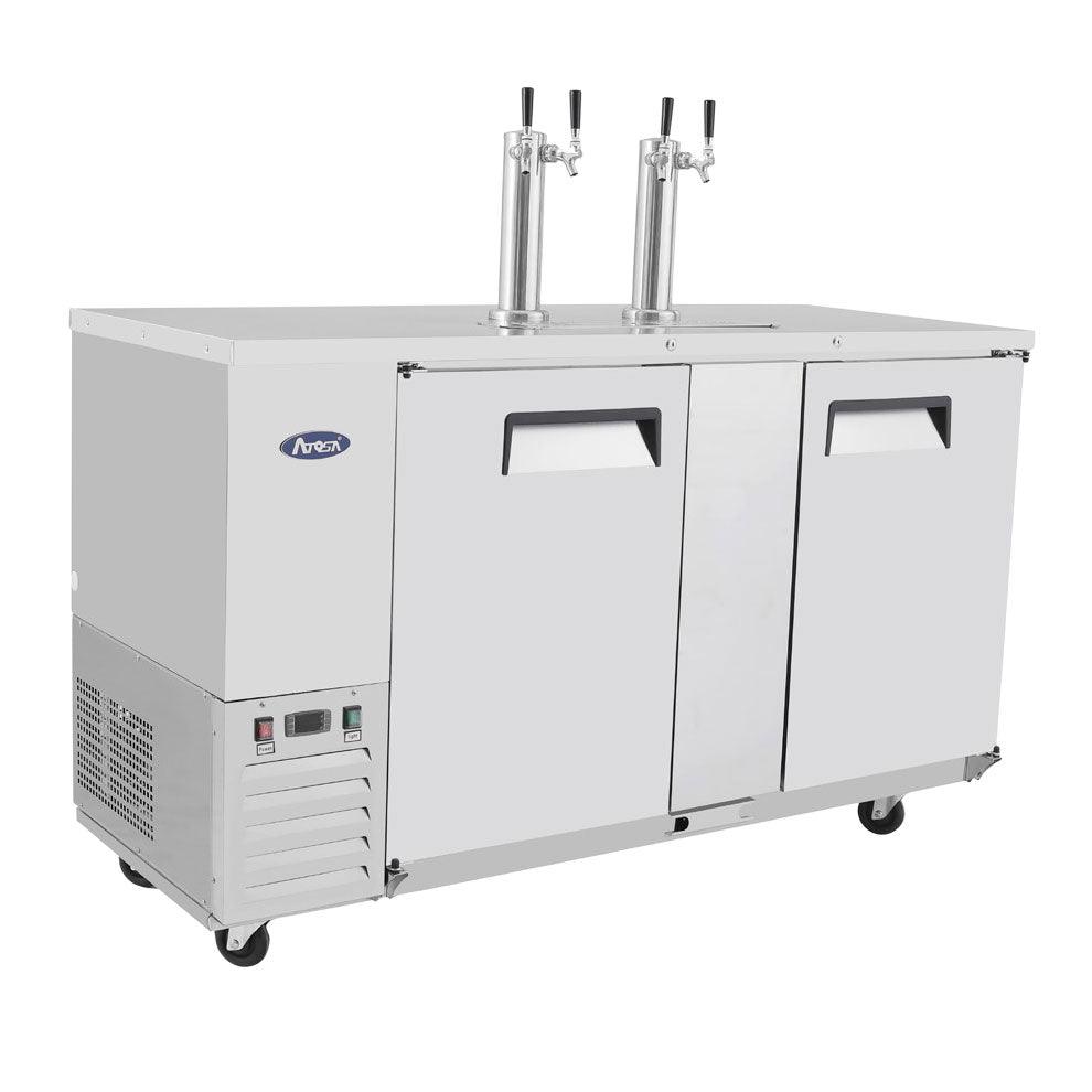 Atosa MKC58 Stainless Steel 2-Keg Direct Draw Beer Cooler with 2 Double Taps - Perfect for Home Bars, Parties, and Commercial Use