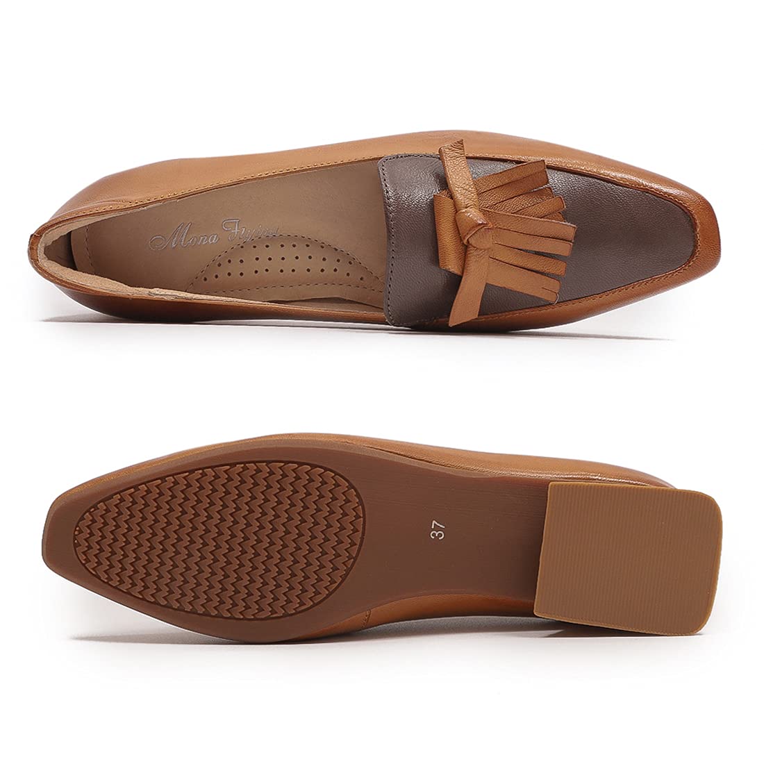Women's Leather Penny Loafers - Square Toe Slip-On Flat Shoes for Office & Casual Wear | Comfortable Dress Shoes for Ladies | Perfect for Work, Business Meetings & Everyday Outfits