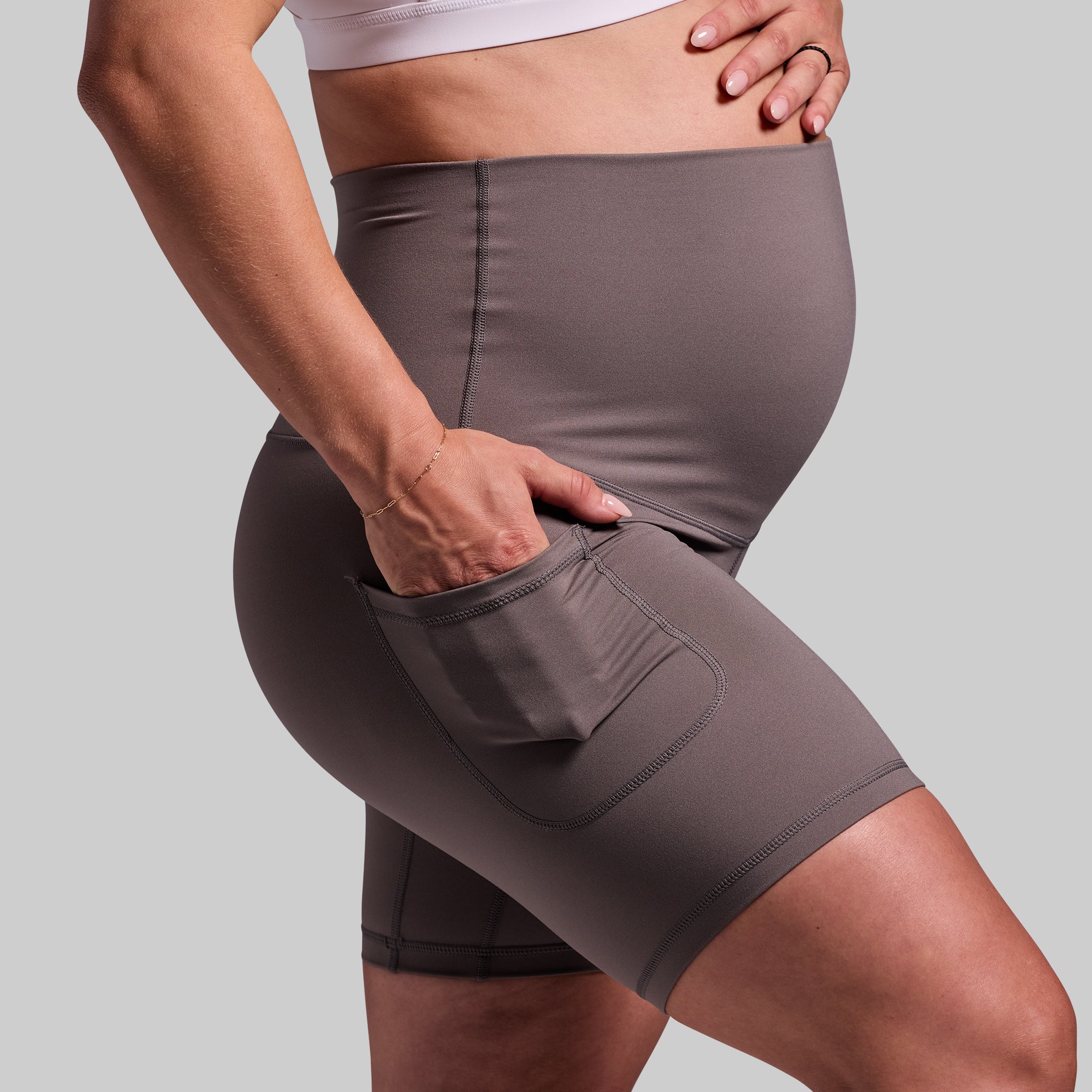 Best Maternity Biker Shorts for Women - Stretchy Grey Pregnancy Workout Shorts - Perfect for Yoga, Running & Everyday Comfort