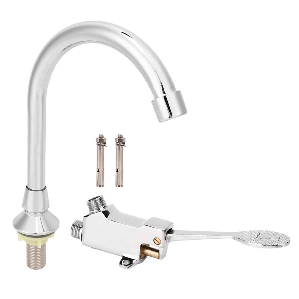Stainless Steel Bathroom Basin Faucet Set with Foot Pedal - Laboratory Sink Water Tap Kit for Toilets, Kitchens & Hospitals | Durable Plumbing Accessory for Public Restrooms & Medical Facilities
