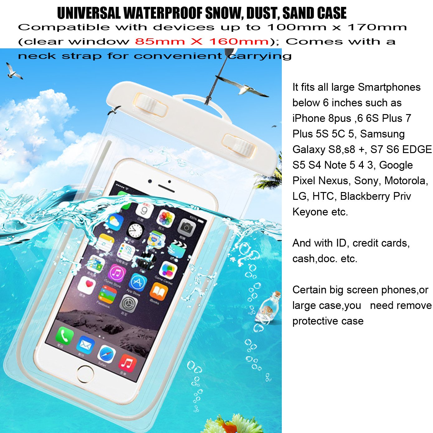 3 Pack Waterproof Phone Pouch - Universal Dry Bag for Phones Up to 5.8 Inch - Perfect for Swimming, Beach, Kayaking & Outdoor Activities
