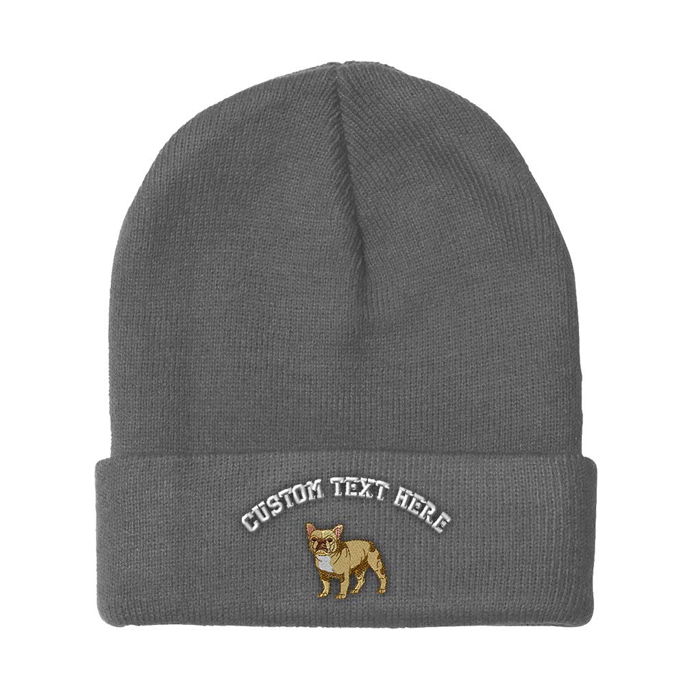 Custom Embroidered French Bulldog Beanies for Men & Women - Acrylic Skull Cap Winter Hat (One Size Fits All) - Perfect for Dog Lovers, Cold Weather & Outdoor Activities