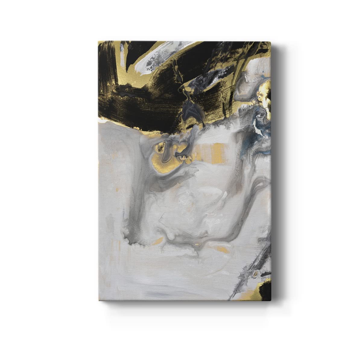 Abstract Wall Art Painting 'Mountains in the Mist' - Black & Gold Large Canvas Print 24x36 Inches - Modern Home Decor for Living Room, Office, Bathroom | Perfect for Contemporary Interior Design & Gift Giving