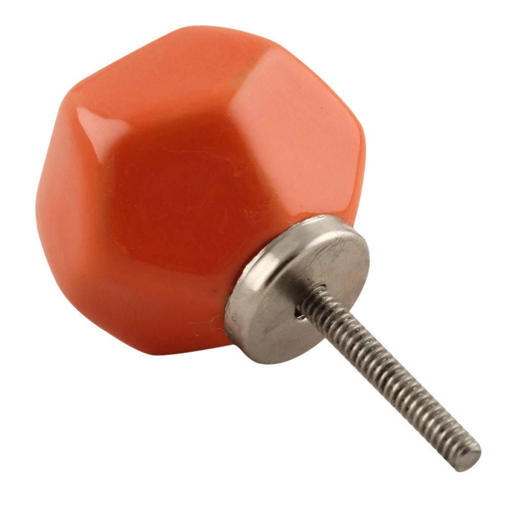 16-Piece Solid Ceramic Orange Luxury Drawer Knobs - Elegant Kitchen Cabinet Hardware & Dresser Pulls for Home Decor - Perfect for Cabinets, Drawers, Furniture & DIY Projects