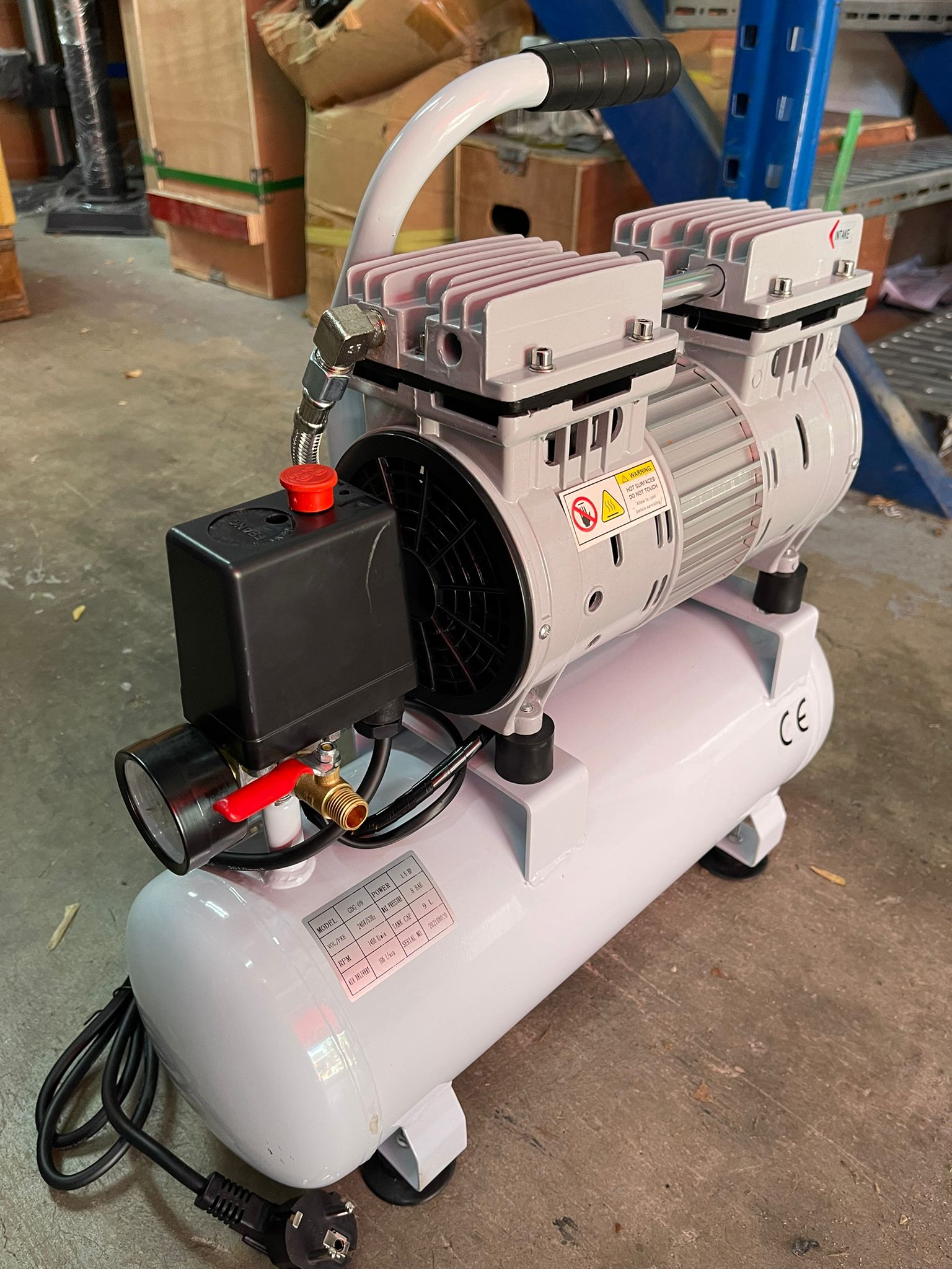 Aiko 1.5HP 9L Oil-Free Silent Air Compressor (White) | Model GDG09 WHITE | Perfect for Home DIY, Nail Salons & Small Workshops