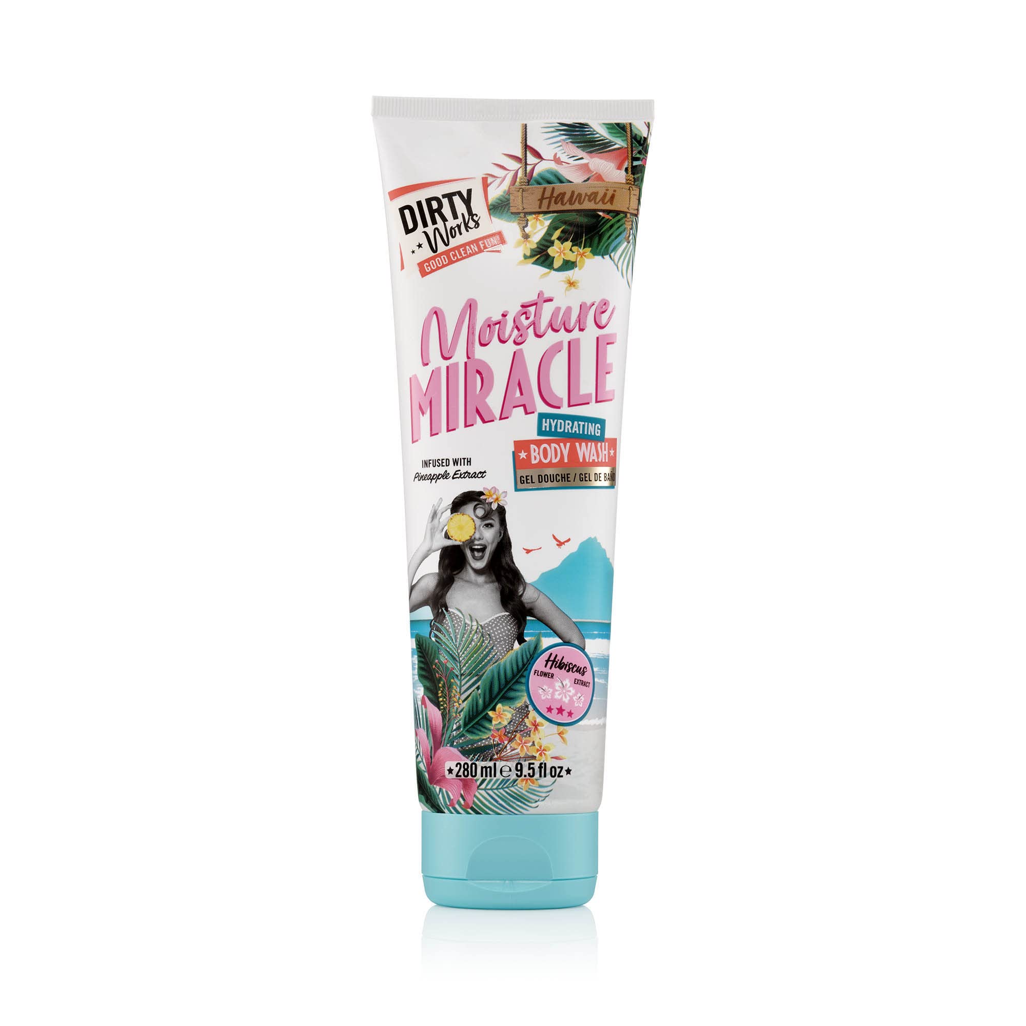 Dirty Works Moisture Miracle Hydrating Body Wash with Pineapple Extract - 280ml | Deeply Cleanse, Hydrate & Nourish for Smooth Skin | Shower Gel for Dry Skin, Daily Body Cleanser | Perfect for Morning & Night Shower Routine