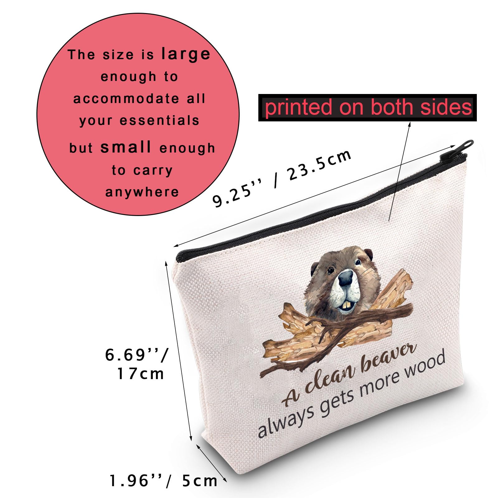 Funny Beaver Themed Cosmetic Bag - Cute Makeup Pouch for Women & Beaver Lovers | Perfect Travel Organizer & Gift Idea for Animal Enthusiasts