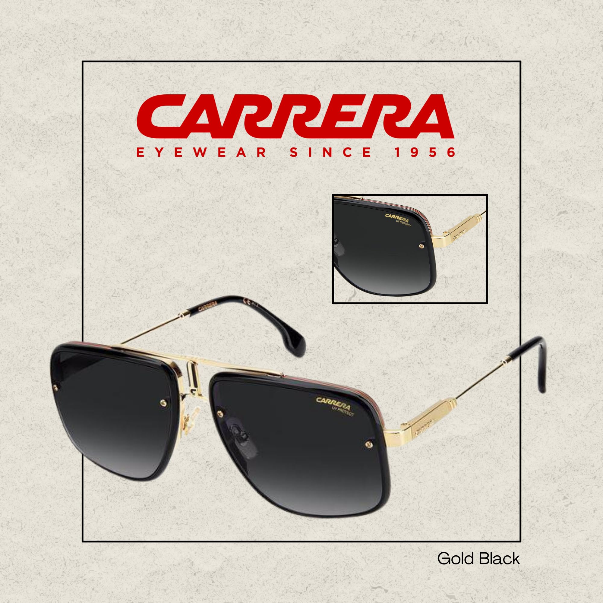 Carrera GLORY II Rectangle Sunglasses for Men - Polarized UV Protection + Free Designer iWear Eyewear Kit | Perfect for Driving, Beach & Outdoor Activities