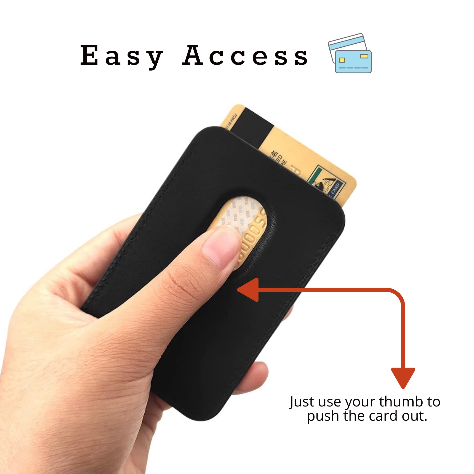 MagIT Magnetic Faux Leather Wallet for iPhone 14/13/12 Series - Slim RFID Blocking Card Holder with MagSafe Compatibility - Perfect for Everyday Use, Travel & Contactless Payments (Black)