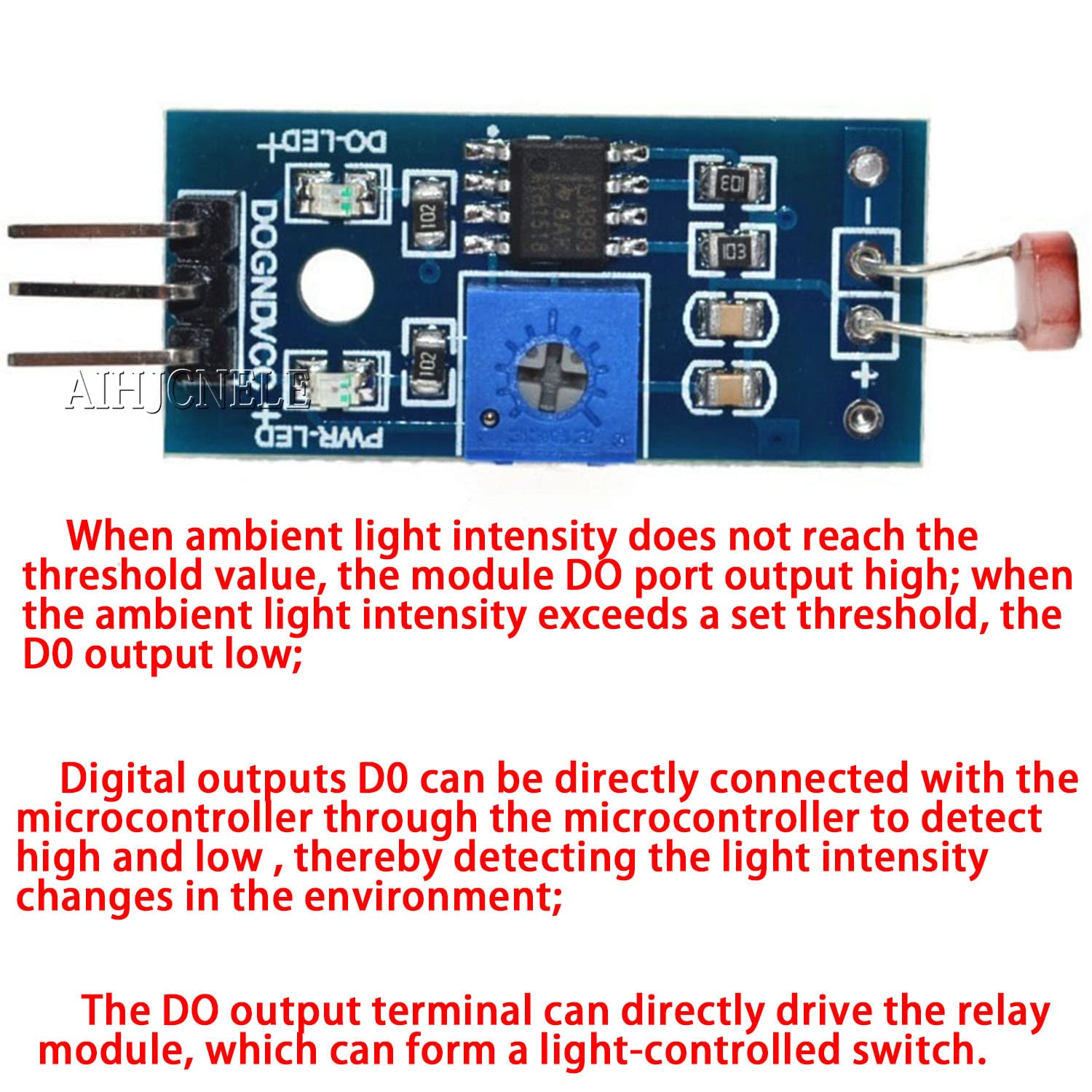 6pcs Digital Light Intensity Sensor Module - 3 Pin Photo Resistor Photoresistor Board with DO Output for Arduino - Light Detection Switch, Photosensitive Sensor for DIY Projects, Robotics, and Smart Home Automation