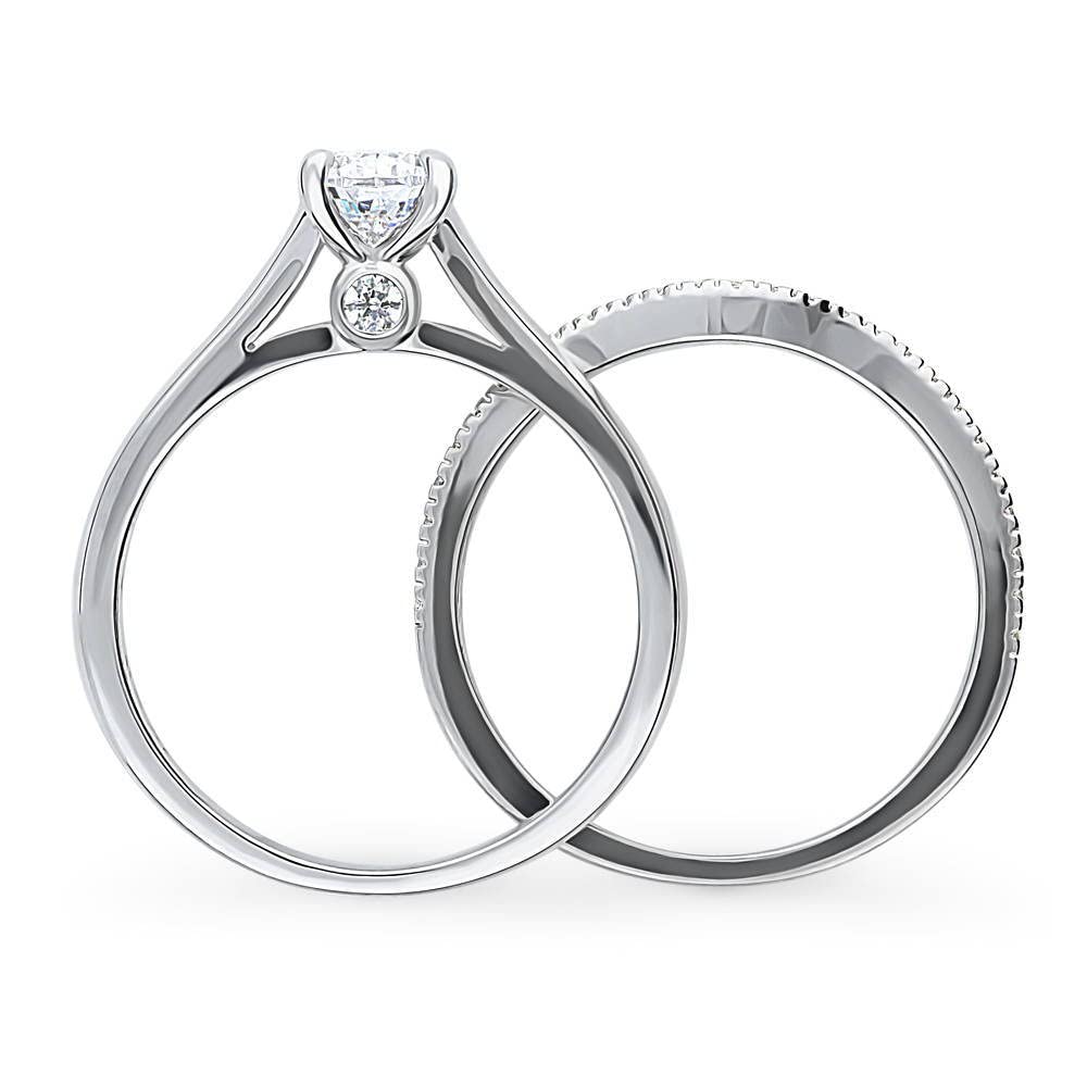 BERRICLE 0.8 Carat Pear Cut Cubic Zirconia Sterling Silver Solitaire Engagement Ring Set for Women - Rhodium Plated, Size 4-10 - Perfect for Wedding, Proposal & Anniversary Gifts