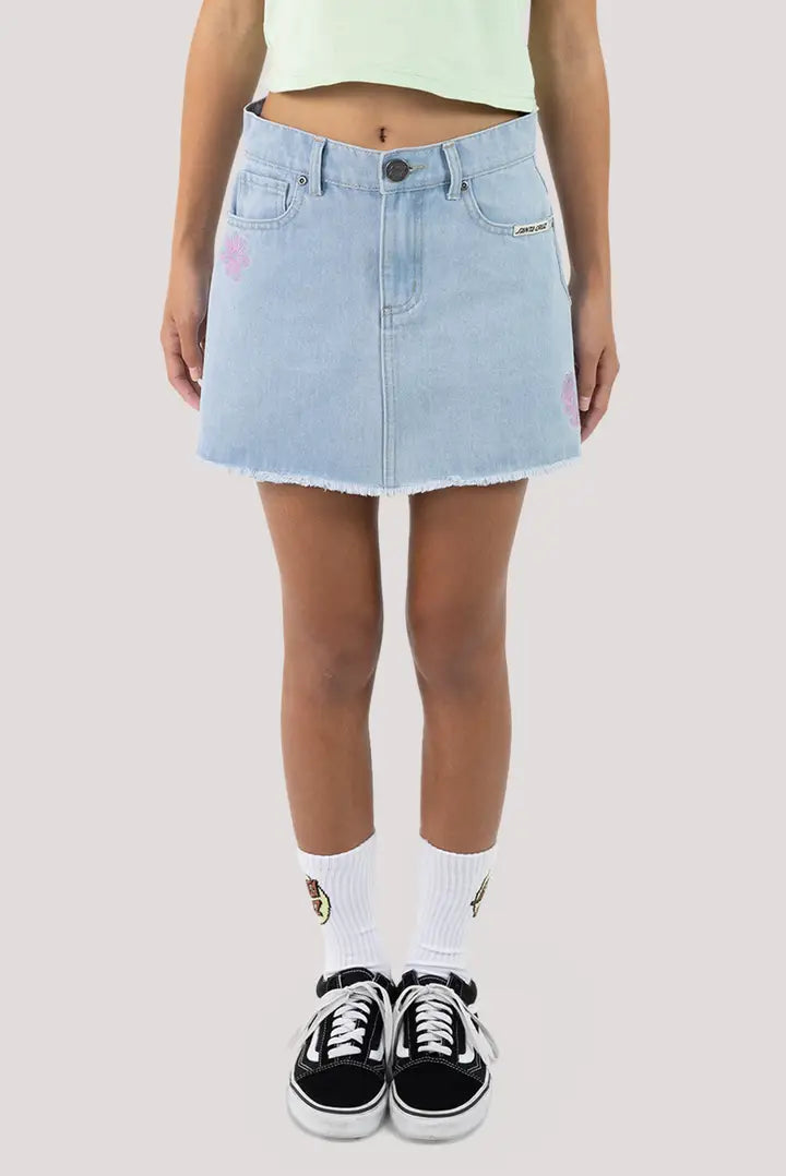 Santa Cruz Vibes Stacked Girls Skirt - Cute Layered Skirt for Teens & Kids - Perfect for Beach, Summer Outfits & Casual Wear