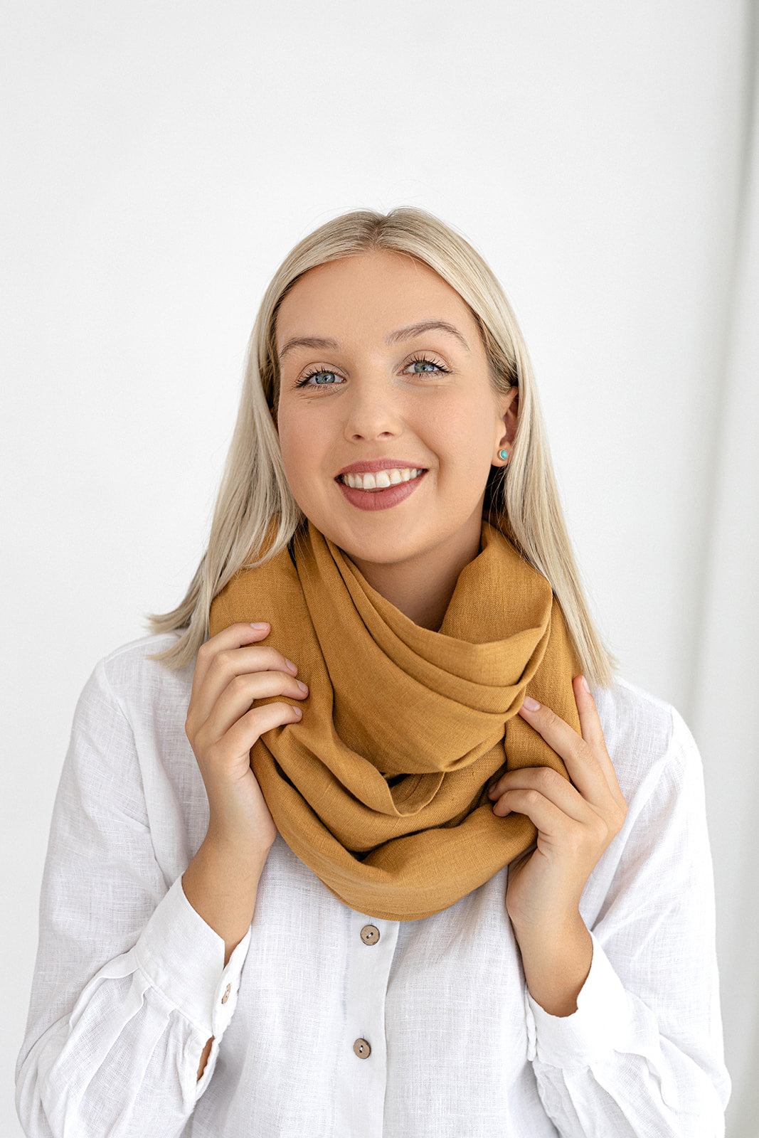 Elegant Amber Yellow Linen Scarf - Soft & Breathable Fashion Accessory for Women - Perfect for Spring Outfits, Office Wear & Travel Essentials