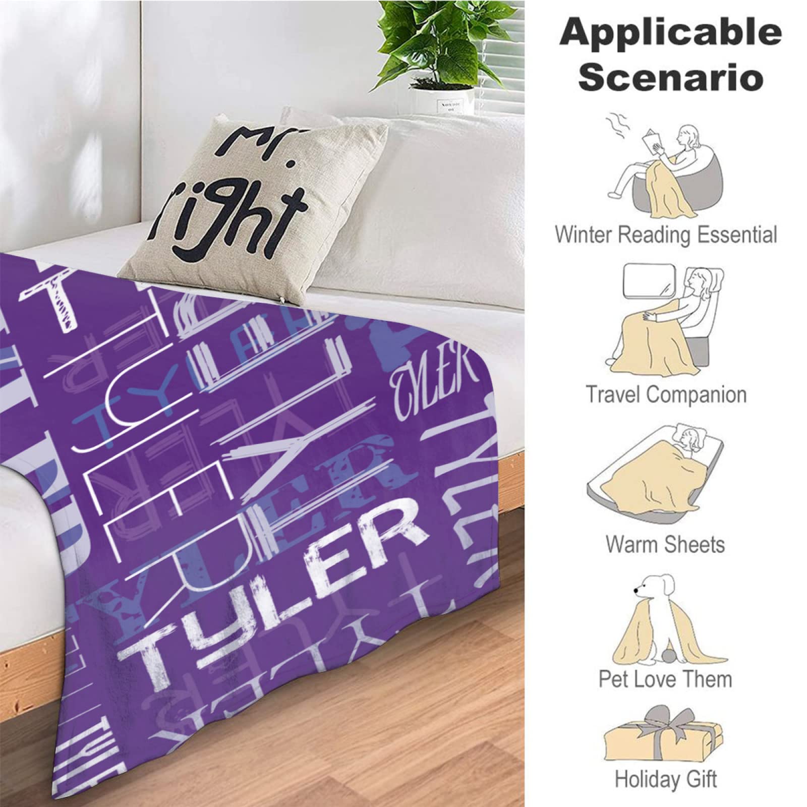 Dr.TOUGH Personalized Name Blanket - Customized Fleece Throw with Embroidery for Adults & Kids (60×80