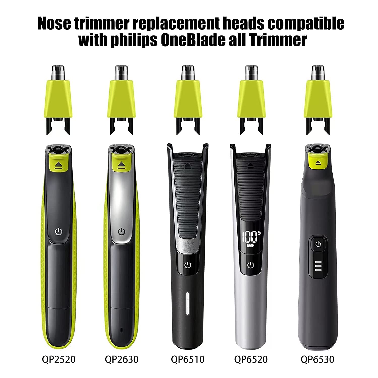 2 Pack Replacement Trimmer Heads for Philips Norelco OneBlade & OneBlade Pro - Nose, Ear & Eyebrow Hair Trimmer Attachments - Perfect for Grooming, Travel & Personal Care