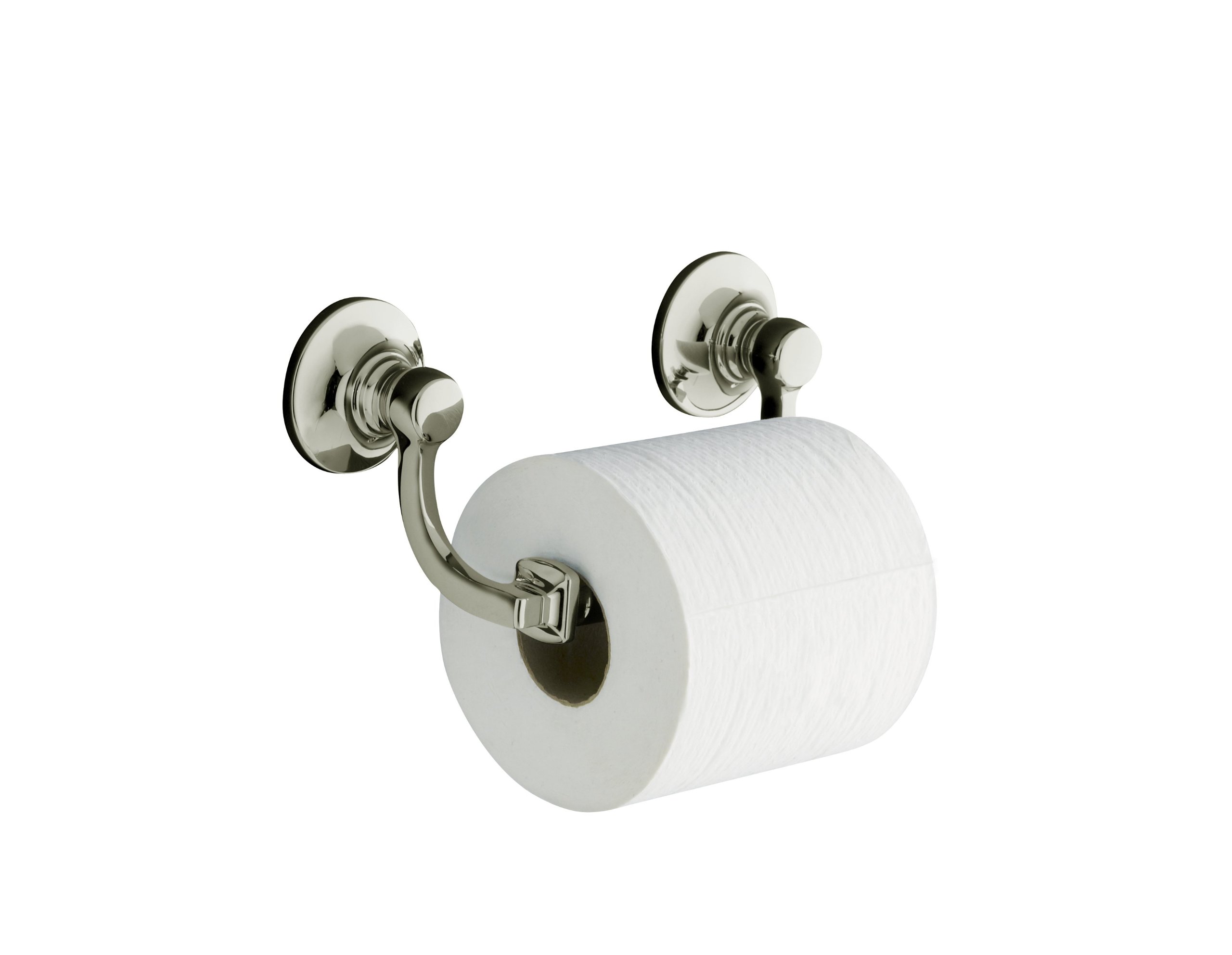 KOHLER Bancroft Toilet Paper Holder - Brushed Nickel Bathroom Tissue Roll Stand - Wall Mounted for Small Spaces, Powder Rooms & Modern Bathroom Decor