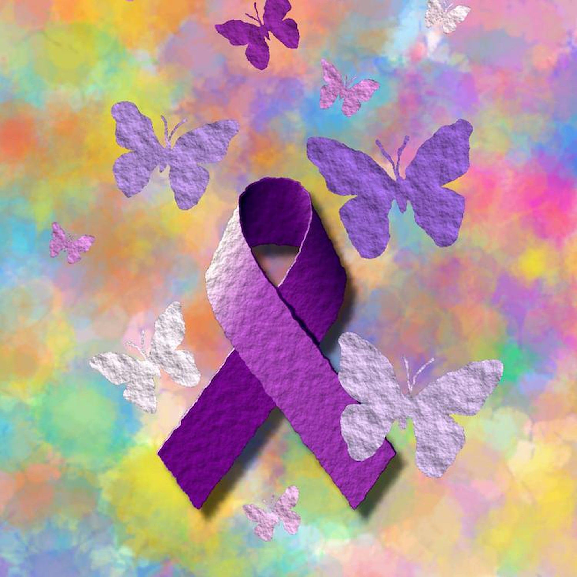Purple Awareness Ribbon 3x3 Inch Square Car Magnet - Strong Magnetic Bumper Display for Cancer Support, Fundraising & Awareness Campaigns - Perfect for Cars, Trucks & Metal Surfaces