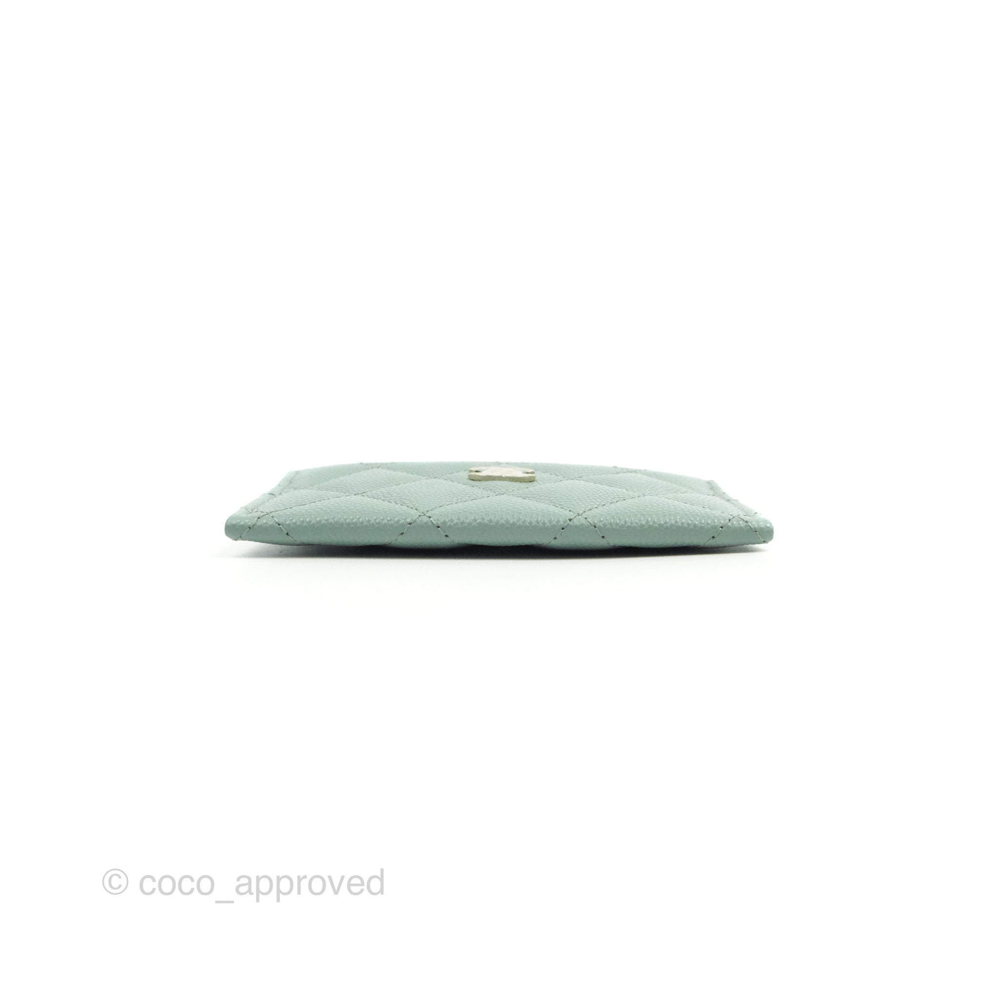 Chanel Classic Flat Card Holder in Tiffany Blue - Caviar Leather with Gold Hardware | Perfect for Everyday Use & Gift Giving