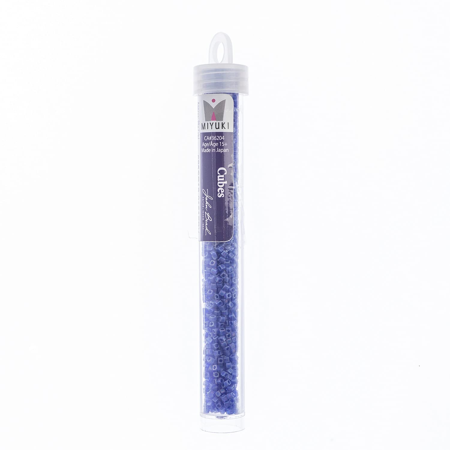 Miyuki 1.8mm Square Glass Beads - Cobalt Blue Transparent AB Matte Finish (20g Vial) | Japanese Seed Beads for Jewelry Making, DIY Crafts, Beadwork & Embroidery Projects
