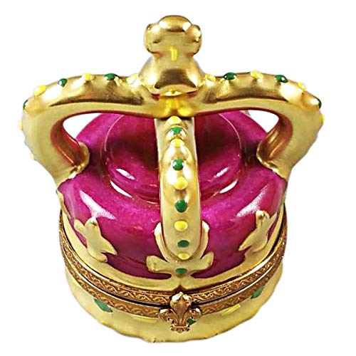 Exquisite Hand-Painted Tall Crown Limoges Box - French Porcelain Jewelry Trinket Box - Perfect for Collectors, Gift Giving & Home Decor