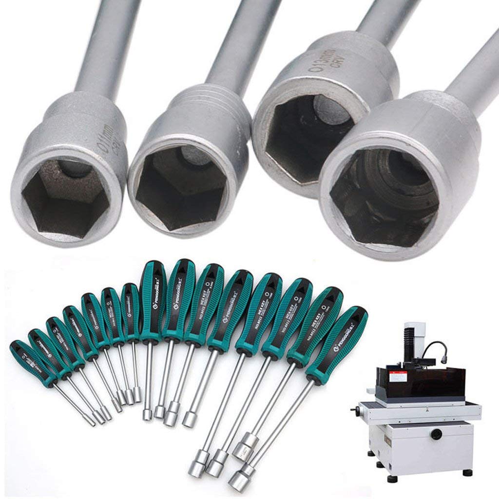 13-Piece Metal Socket Driver Wrench Set (3-14mm) - Hex Nut Screwdriver & Nutdriver Kit for Home Repair, Automotive & DIY Projects | Durable Hand Tools for Household Maintenance & Mechanical Work