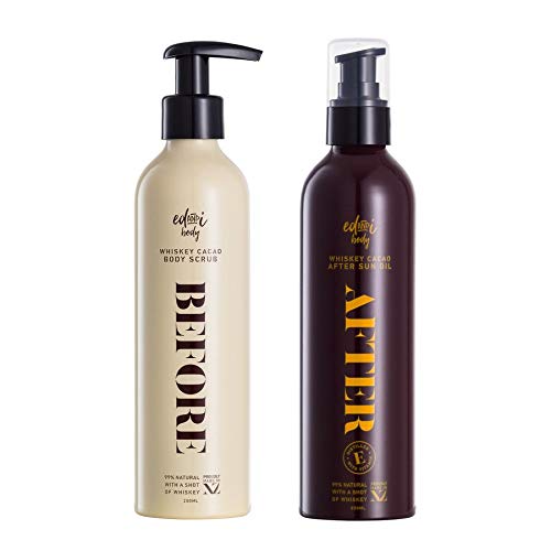 ed&i BEFORE & AFTER Bundle - Exfoliating Body Scrub & Soothing After Sun Oil for Smooth Skin | Post-Sun Care & Dry Skin Treatment for Beach, Pool & Vacation
