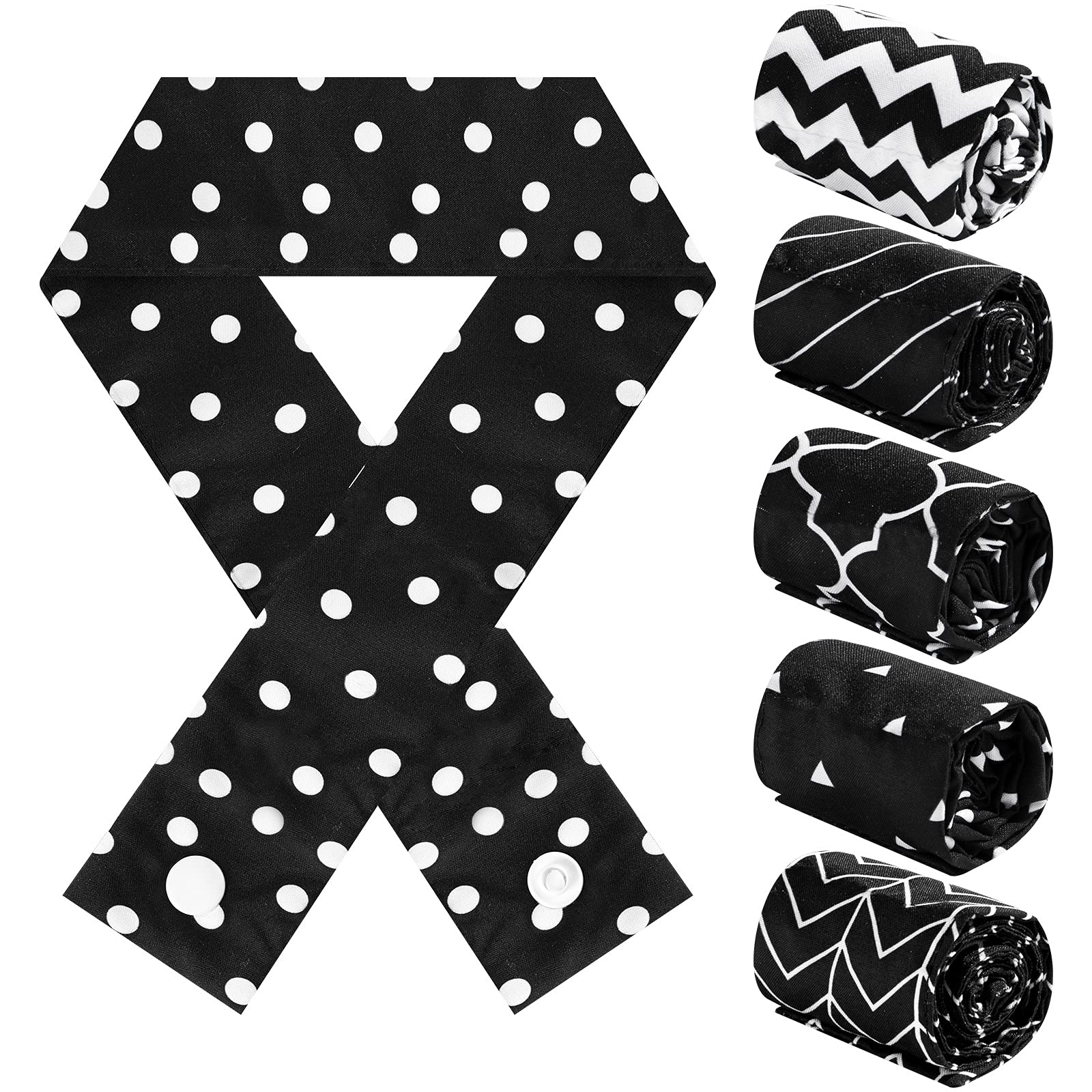 6 Pack Cooling Neck Wraps with Button - Reusable Neck Cooler Scarf for Men & Women - Perfect for Summer Outdoor Activities, Sports, Hiking, and Gardening