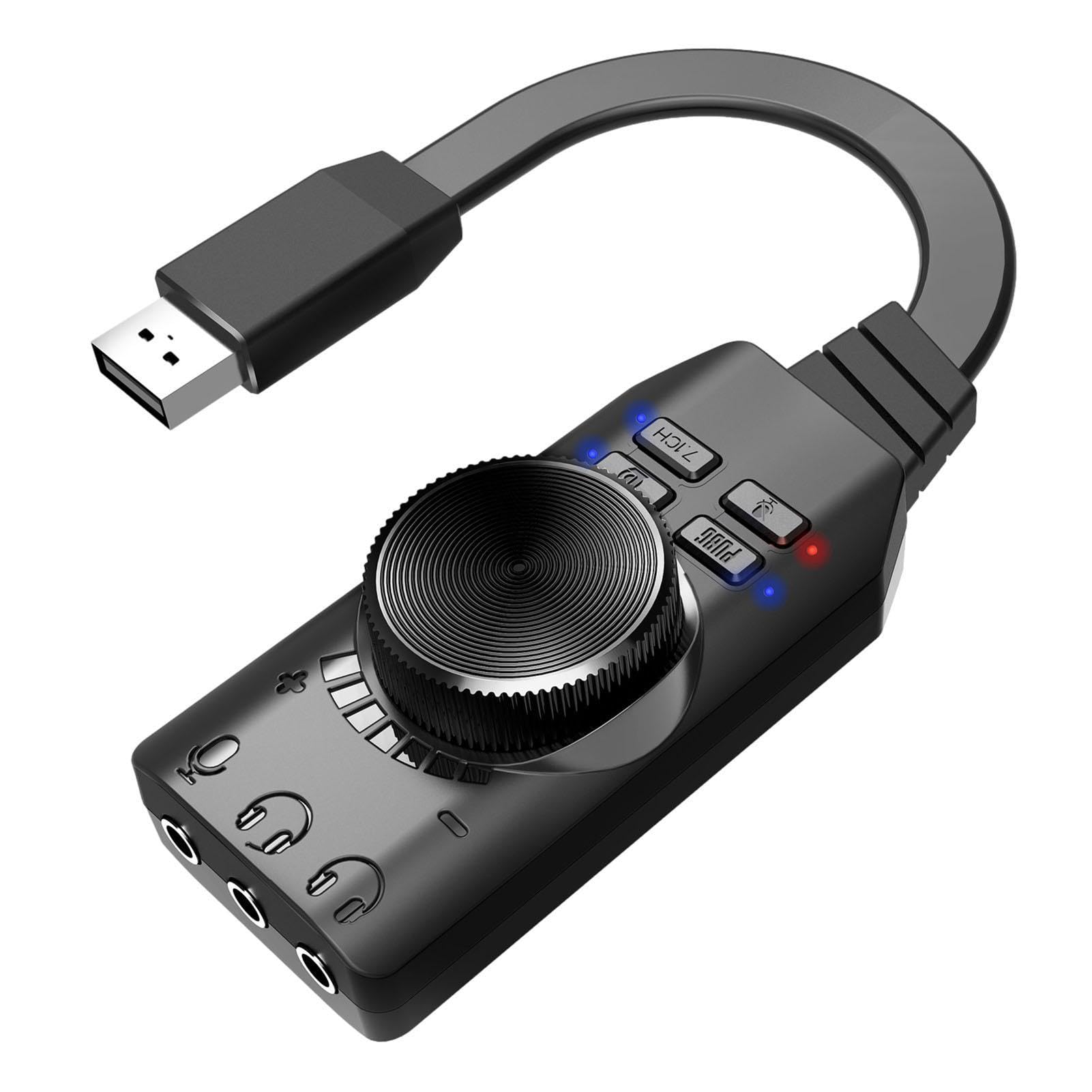Premium External USB Sound Card - Virtual 7.1 Surround Sound Audio Adapter with Optical Output & Volume Control | Portable USB DAC for Gaming (League of Legends), Streaming, Music Production & PC Headsets | Perfect for Esports, Home Theater & Studio Recording