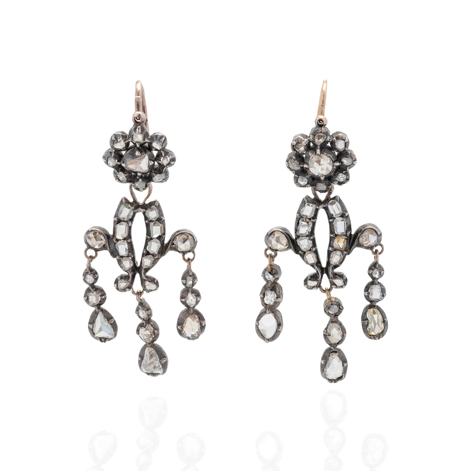 15kt Sterling Silver Rose Cut Diamond Earrings 2.5ctw - Georgian Style Day to Night Jewelry for Women | Perfect for Weddings, Parties & Special Occasions