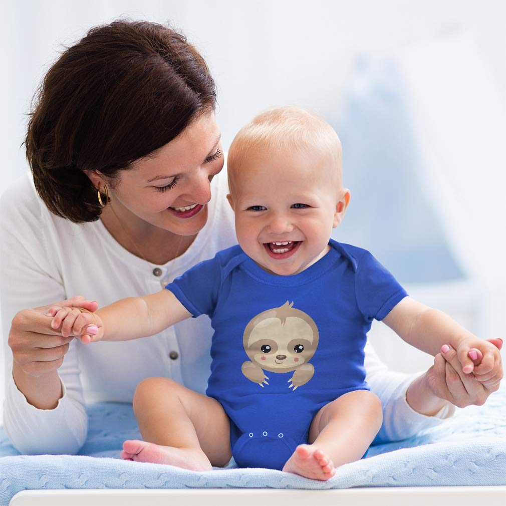 Custom Personalized Baby Bodysuit - Sloth Face with Open Eyes | 100% Cotton Soft Infant Clothes for Boys & Girls | Perfect for Newborn Photoshoots, Baby Showers & Everyday Wear