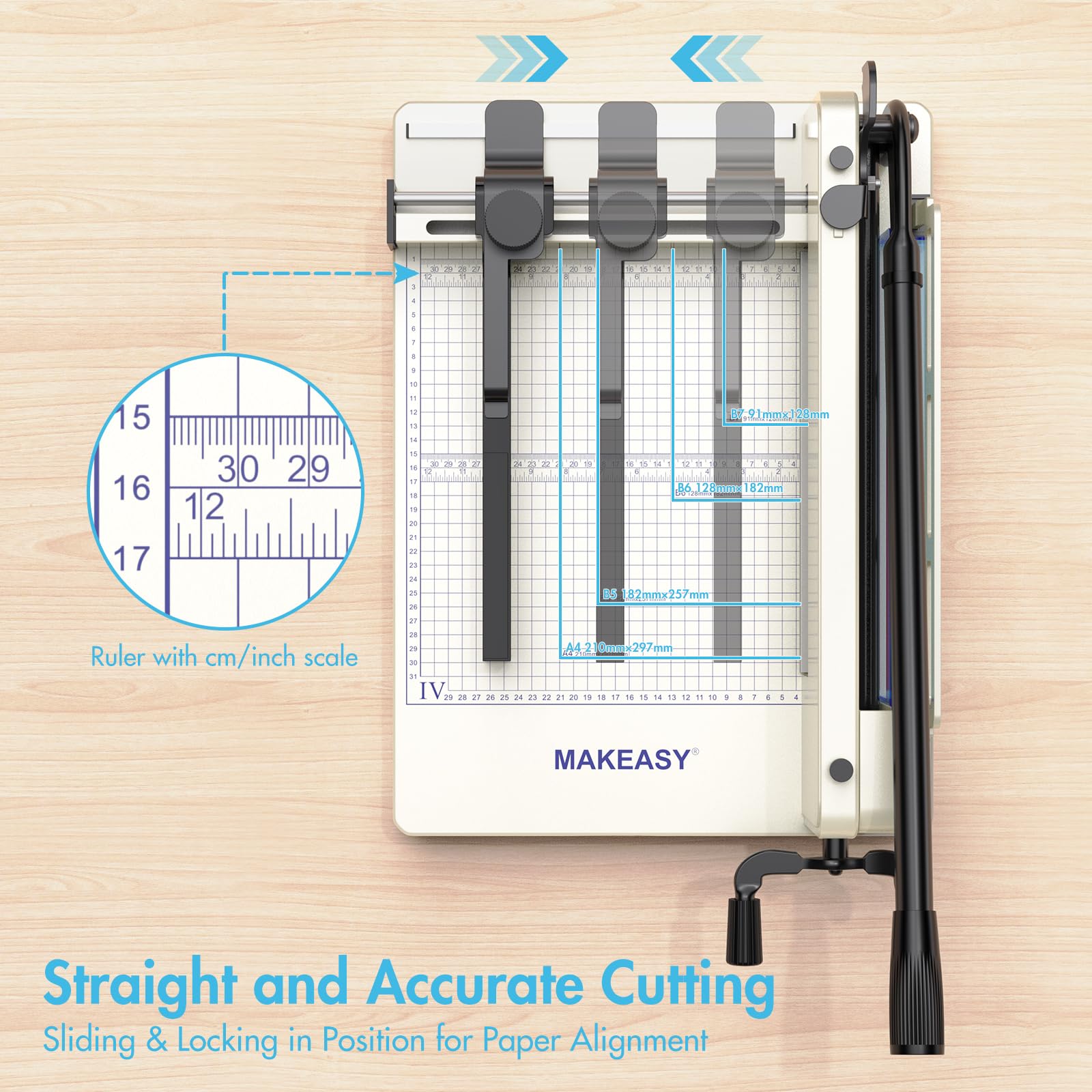 12 Inch Heavy Duty Guillotine Paper Cutter - 400 Sheet Capacity for A4 Paper, Solid Steel Construction (Beige) | Perfect for Office, School, Crafting & Document Cutting