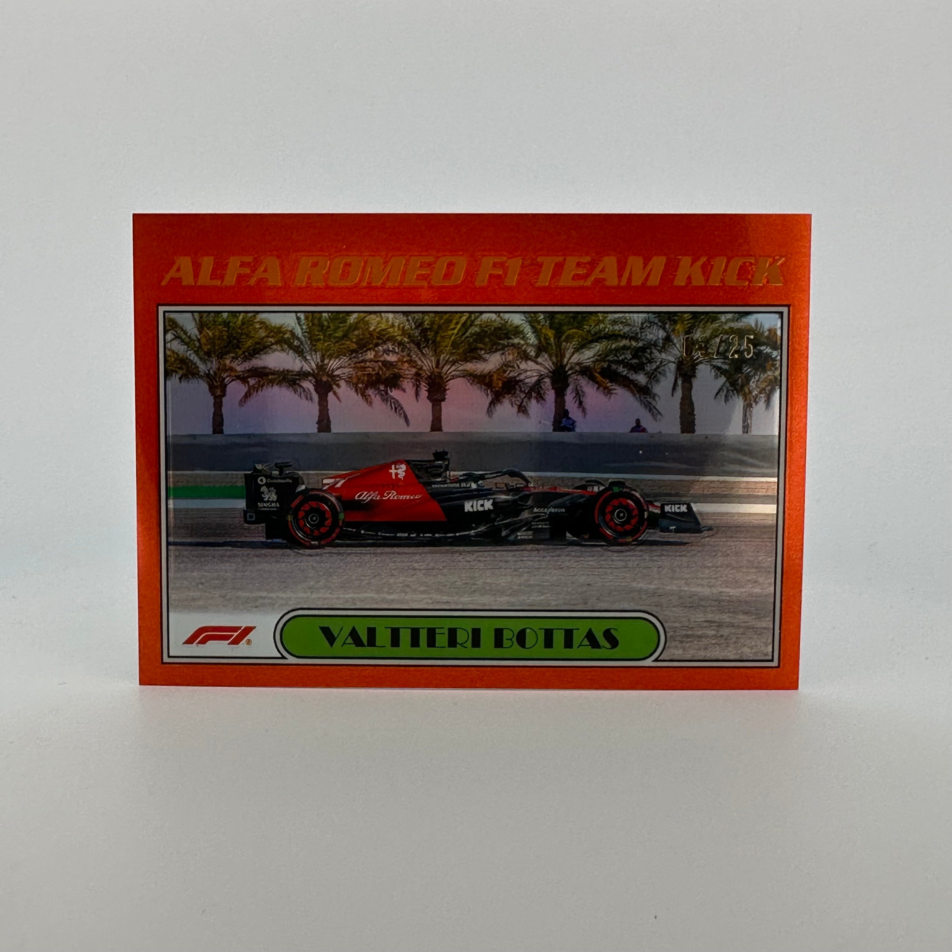 2023 Topps Chrome Formula 1 Orange Refractor Valteri Bottas #AU77 VB - Rare F1 Trading Card for Collectors & Racing Fans (Perfect for Display, Trading, and Investment)