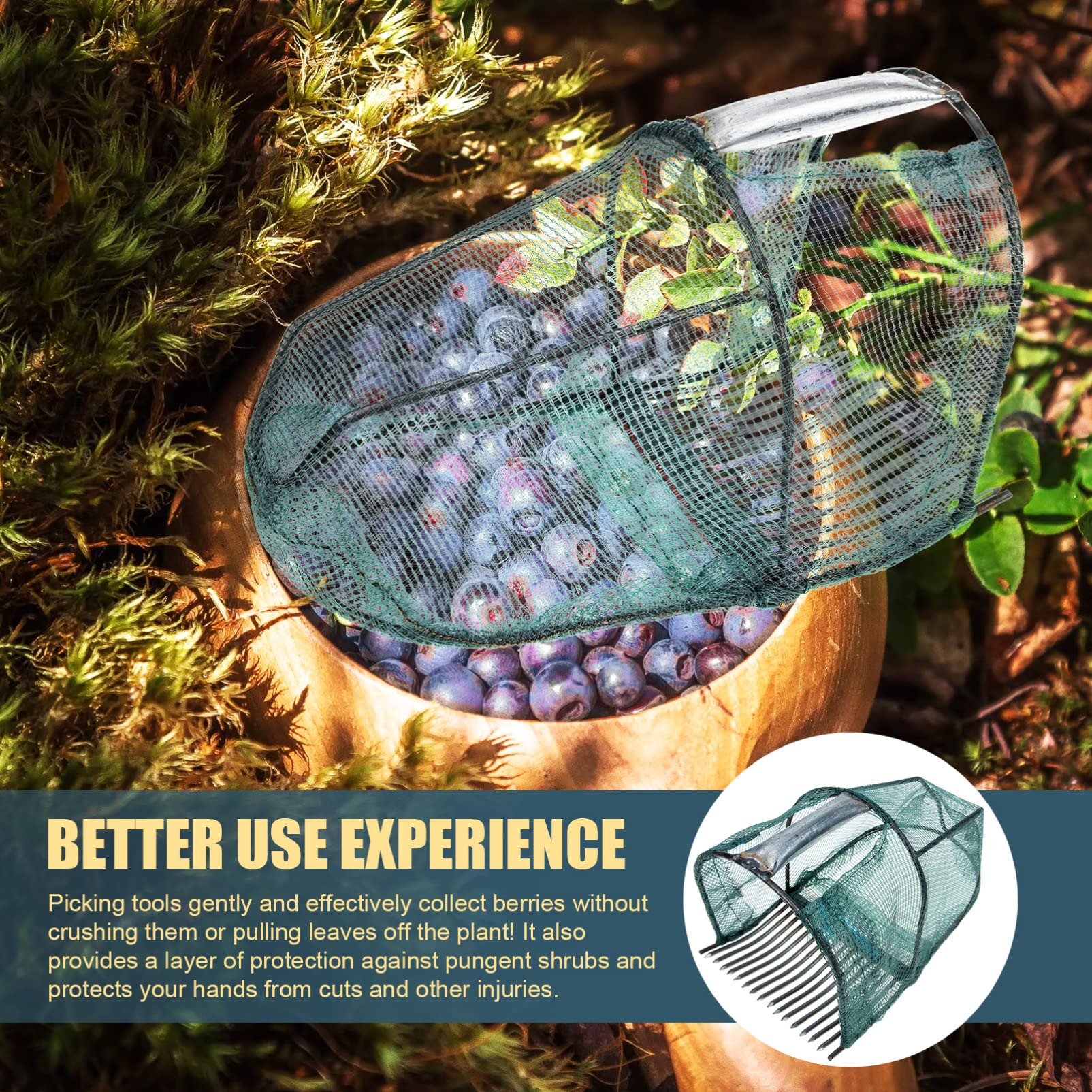 Operitacx Blueberry Picker Basket - Fruit Harvesting Tool for Blueberries, Lingonberries, Huckleberries & Cranberries - Durable Berry Harvester Scoop with Comfortable Handle - Perfect for Home Gardens, Orchards & Farm Harvesting