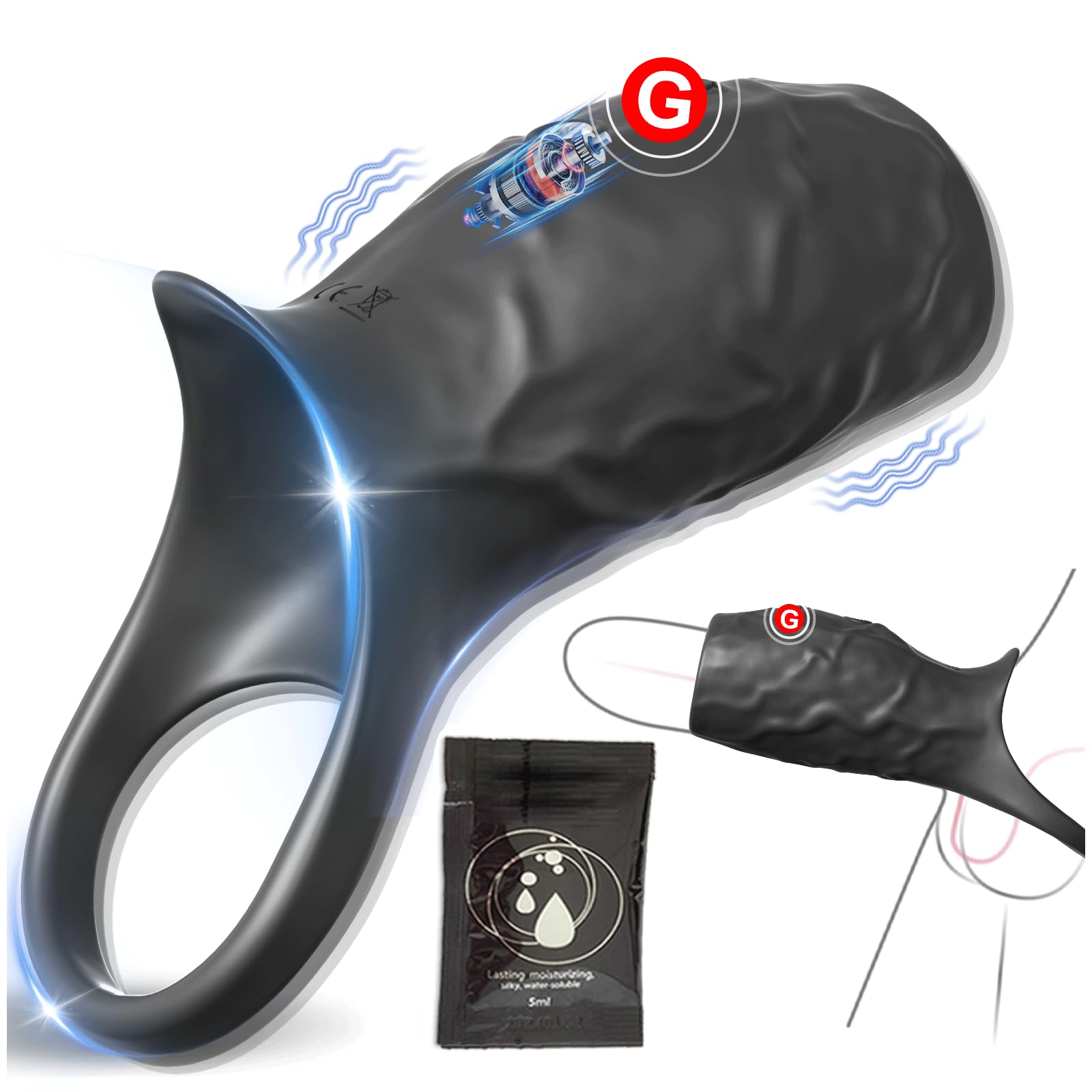 Premium Liquid Silicone Couples Vibrating Penis Sleeve & Cock Ring - Soft Penis Extender with G-Spot & Testicle Stimulation for Enhanced Pleasure | LNIIY Adult Sex Toy for Men & Couples | Perfect for Romantic Nights & Spicing Up Relationships