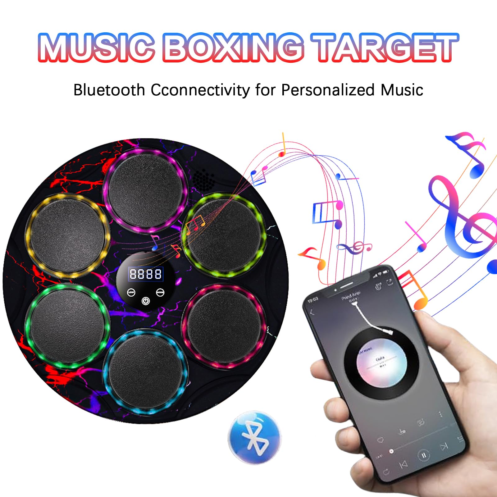 Smart Bluetooth Music Boxing Machine - Wall Mounted Punching Bag for Adults & Kids with Gloves | Indoor Home Gym Equipment for Fitness & Stress Relief | Perfect for Cardio Workouts & Family Fun