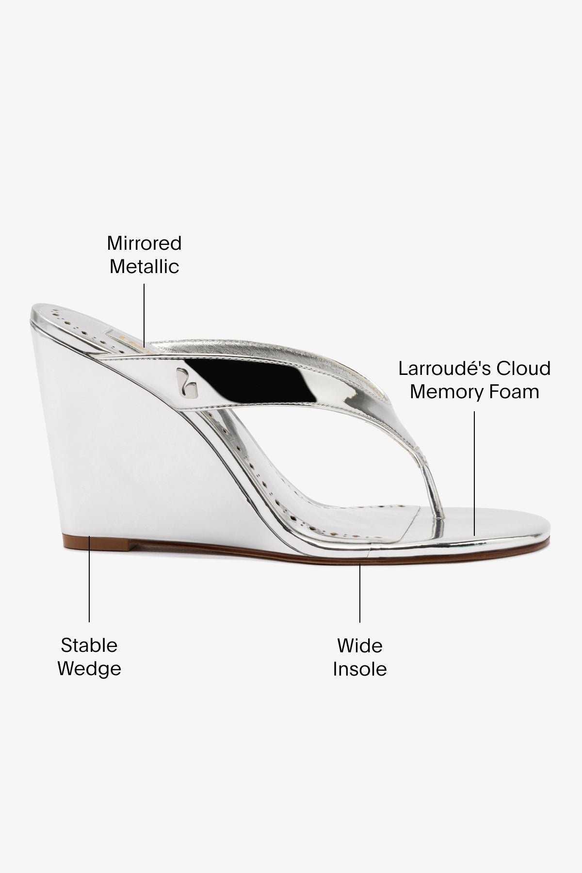Gaia Wedge Sandal in Silver Specchio - Women's Comfortable Summer Platform Sandals for Beach, Vacation & Casual Outings