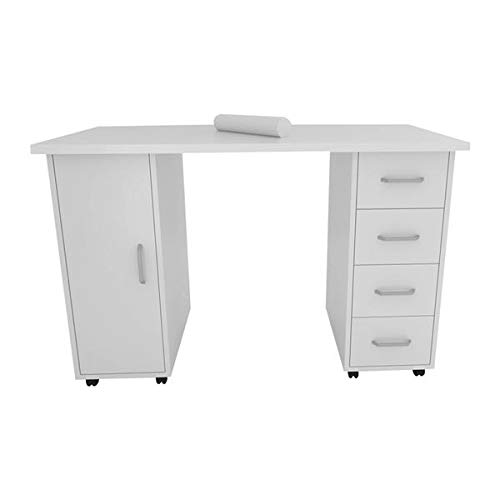 Professional Double-Sided Manicure Table with Drawer - White Nail Art Station for Salon & Home Use | Perfect for Nail Technicians & DIY Enthusiasts