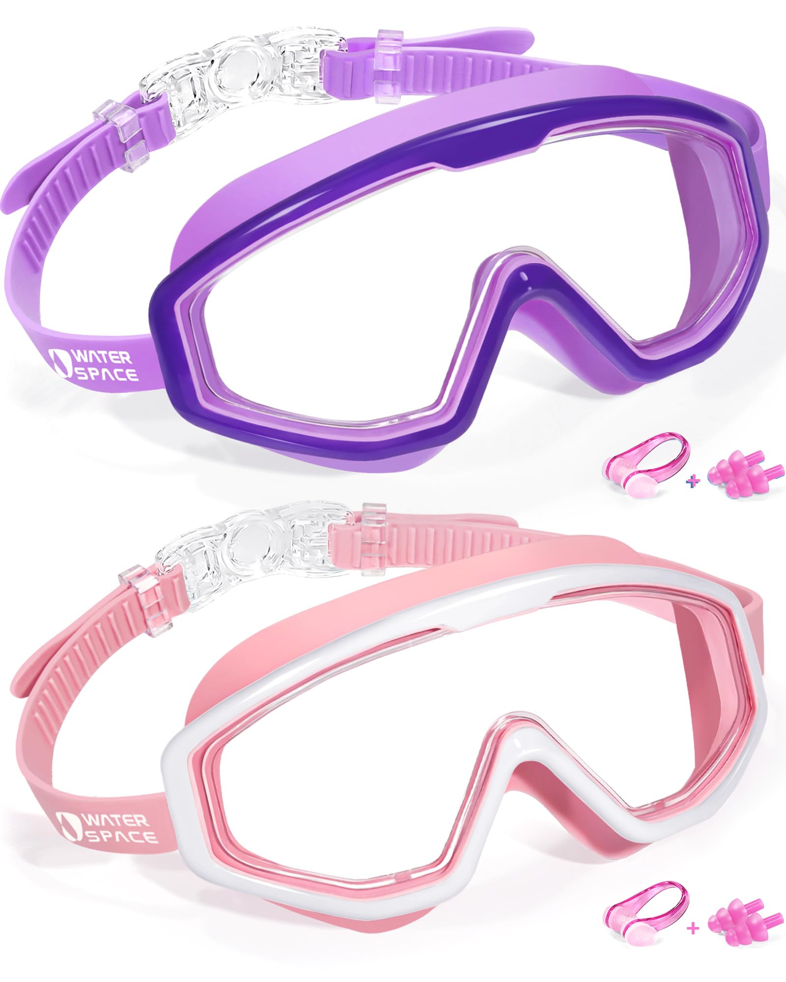 2 Pack Kids Swimming Goggles for Boys & Girls Ages 3-15, Wide Vision Anti-Fog UV Protection Waterproof - Perfect for Pool, Beach, and Swim Lessons