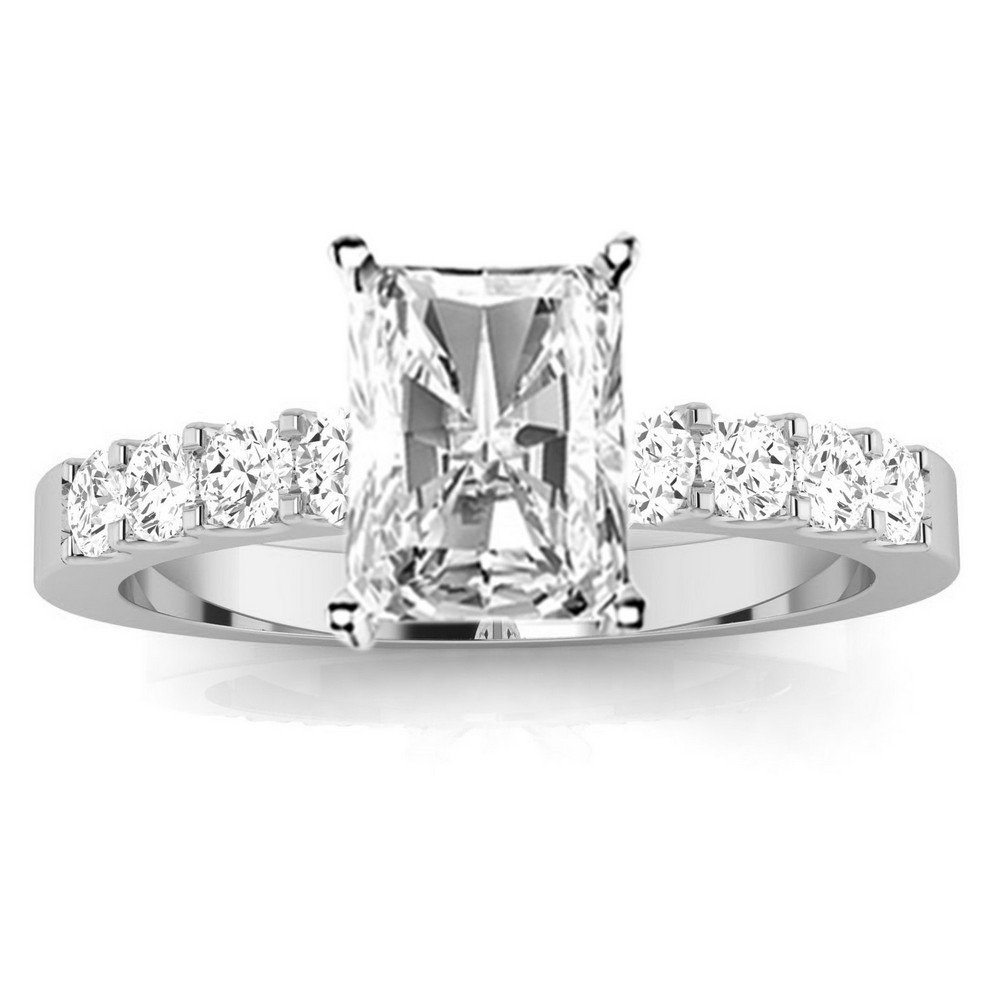 2 Ctw 14K White Gold Classic Prong Set IGI Certified Radiant Cut Diamond Engagement Ring (1.5 Ct Center G-H Color SI1-SI2 Clarity) - Perfect for Proposals, Anniversaries & Bridal Jewelry