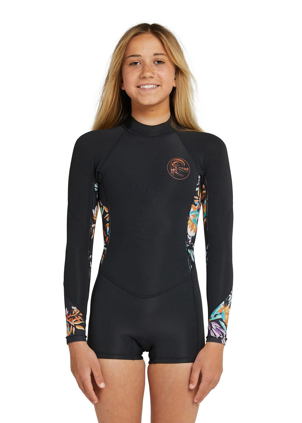 ONeill Girls Bahia 2mm Back Zip Long Sleeve Spring Wetsuit for Kids - Perfect for Surfing, Swimming & Water Sports