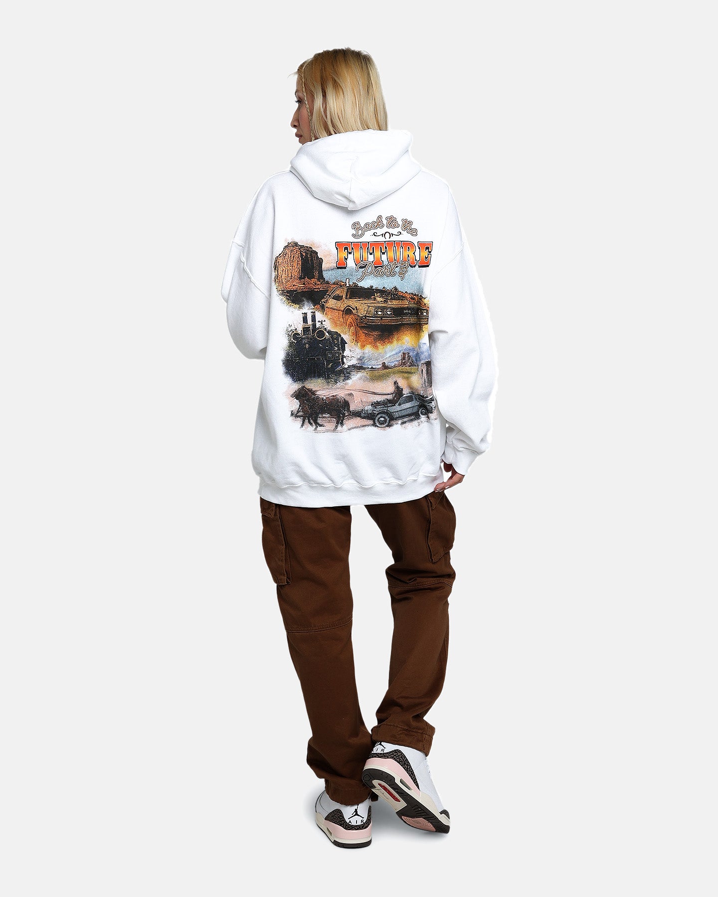 Back To The Future 3 Hoodie - Vintage Movie Merchandise - White Cotton Pullover for Men & Women - Perfect for Cosplay, Movie Nights & 80s Retro Fashion