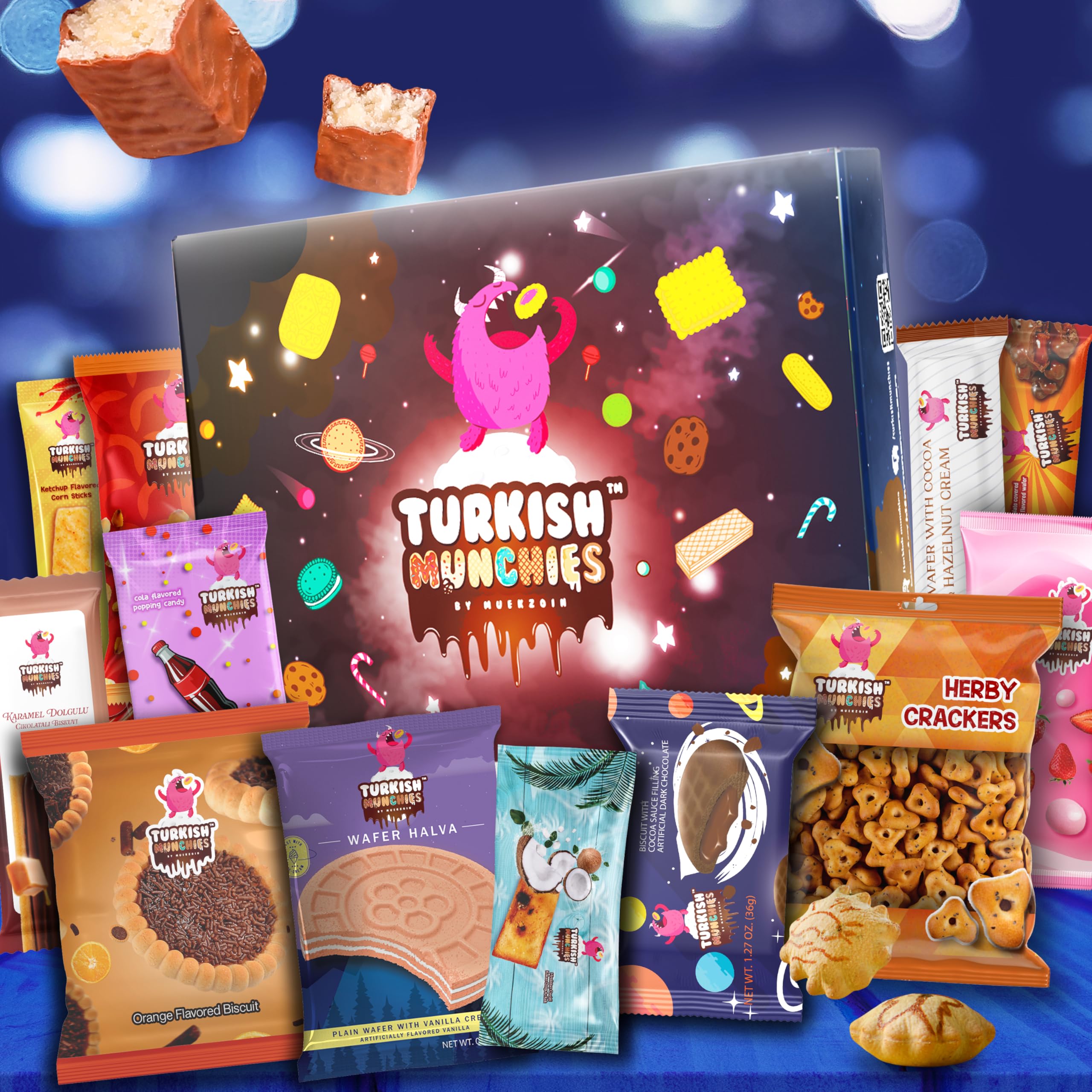 Premium International Snack Box | 32 Exotic Global Snacks & Candies from Turkey, Asia & Worldwide | Unique Gourmet Food Gift for Adults & Kids | Perfect for Parties, Office Treats & Cultural Food Exploration