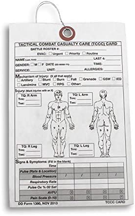 TCCC Casualty Card - Military First Aid Kit for Combat & Emergency Situations | Tactical Medical Supplies for Trauma & Survival Scenarios