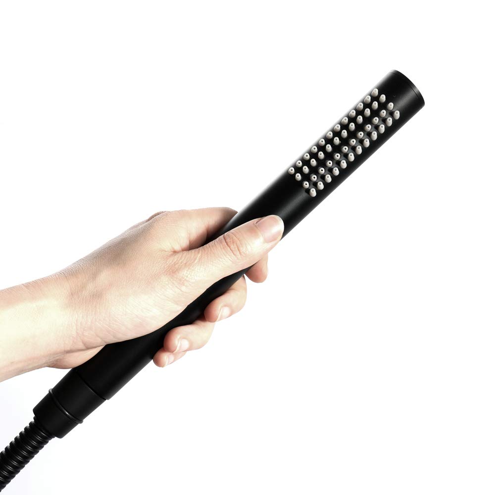 Brass Handheld Shower Head - Single Function Round Universal Bath Showerhead for Bathroom - Black (Perfect for Spa-Like Experience & Easy Cleaning)